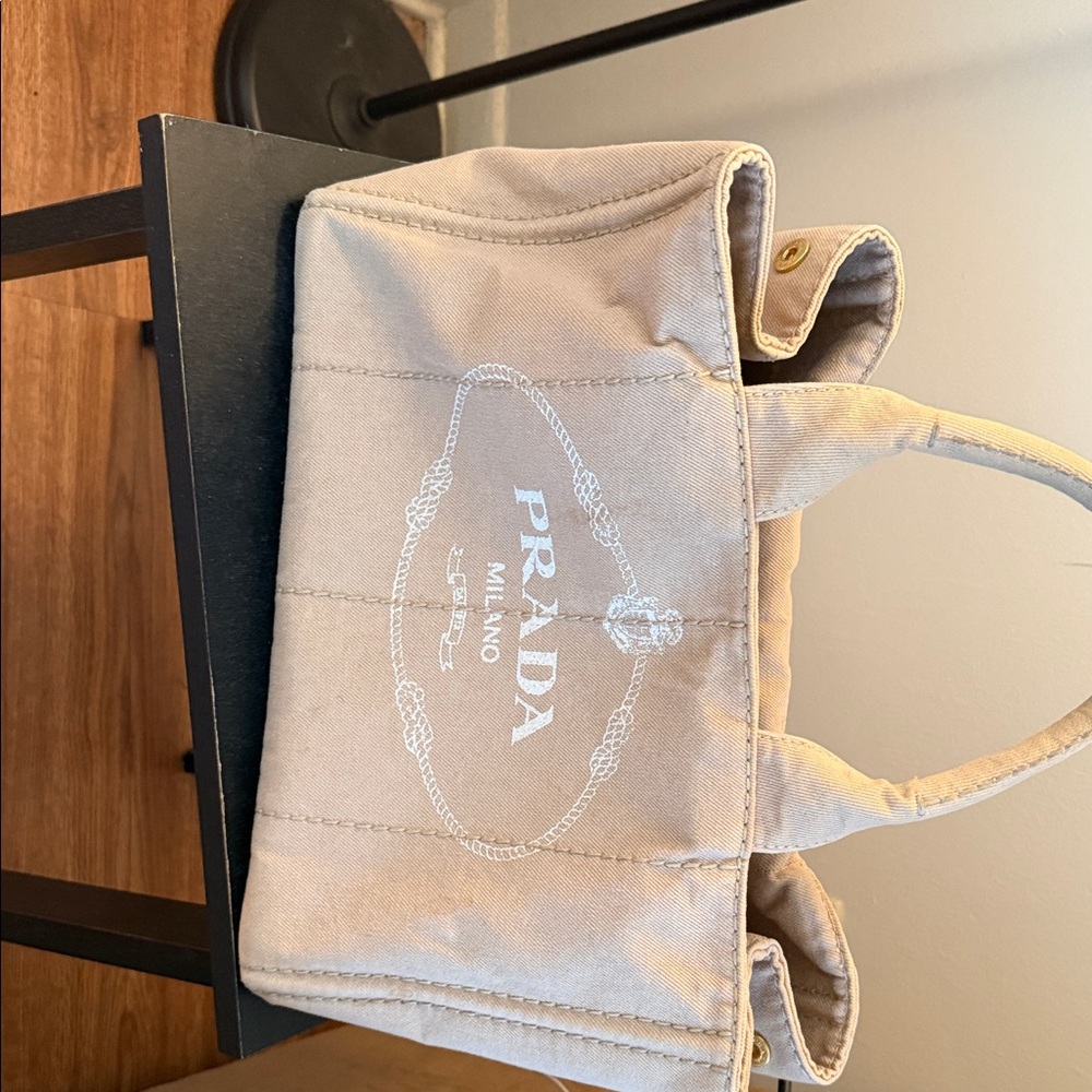 Prada Tan Canvas Tote Bag - Picture 5 of 6